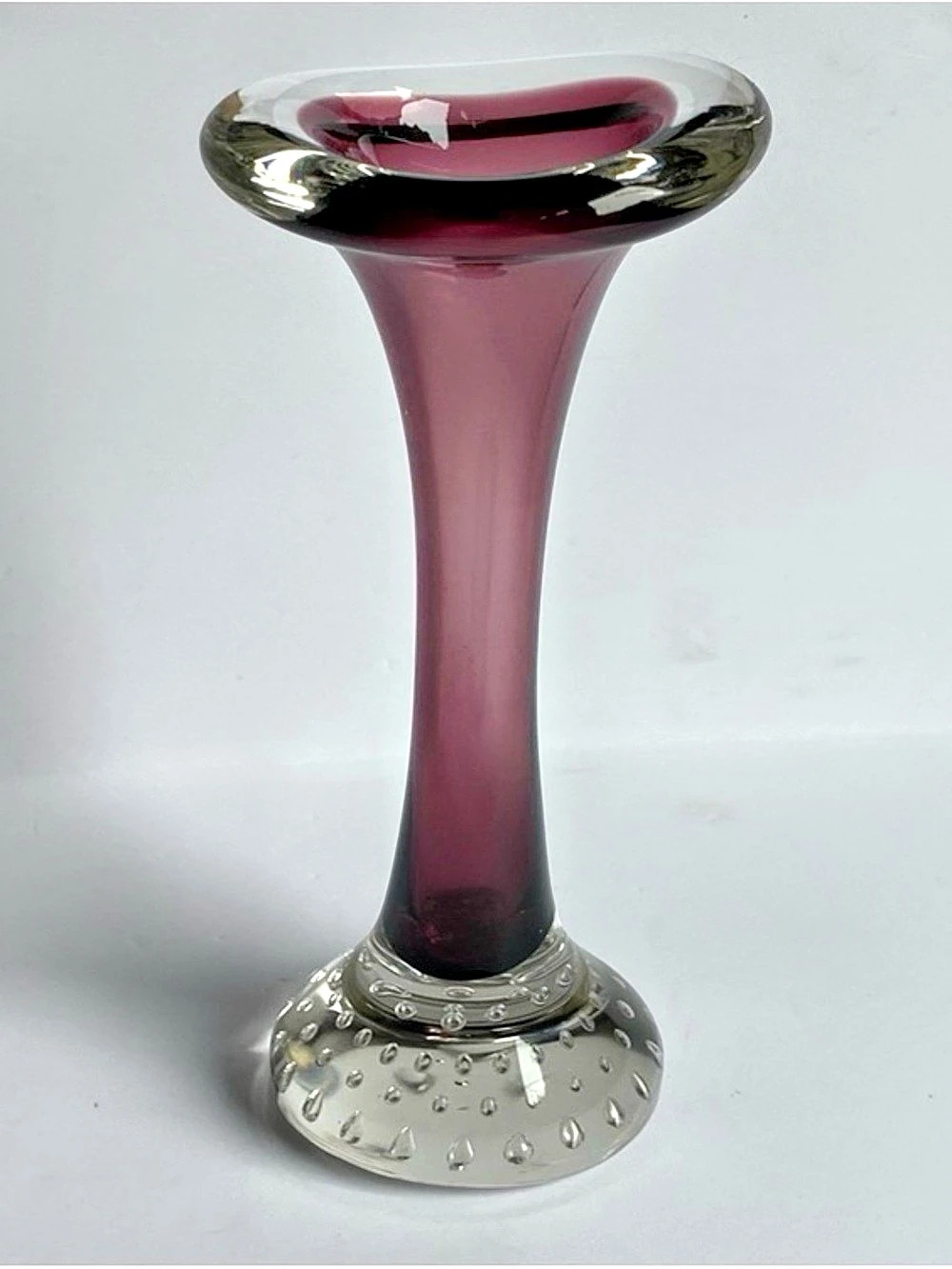 Purple & Clear Glass Vase